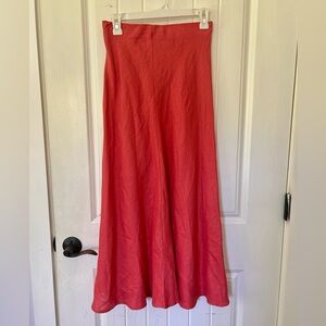 Poetry Linen Vibrant Coral Maxi Skirt